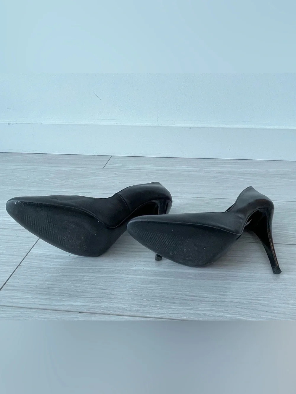 Zara Black Genuine Leather Rounded Point Toe Stiletto Pumps Size 40